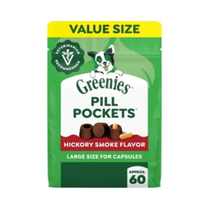 GREENIES Pill Pockets Capsule Size Natural Dog Treats Hickory Smoke Flavor 60 Count