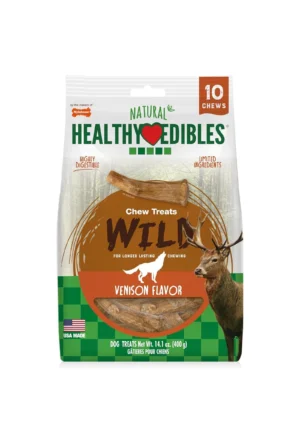Nylabone Healthy Edibles Natural Venison Dog Treats Medium 10 Count